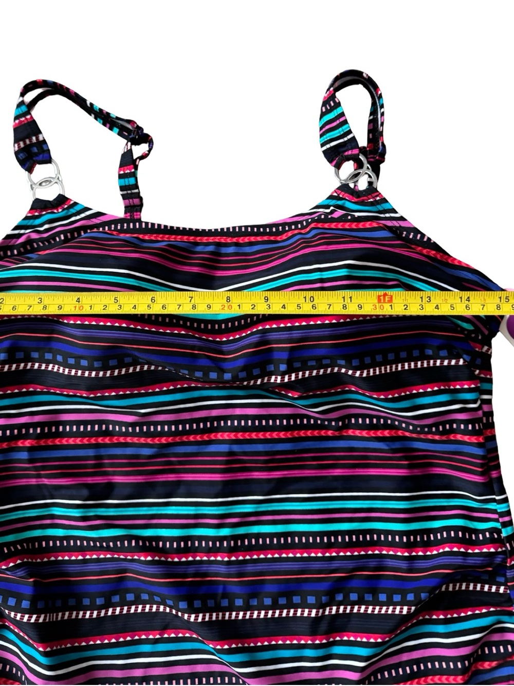 Krista Shape Solution Tankini Top XL Multicolor Stripe Waist Minimizer NWT - Picture 7 of 13